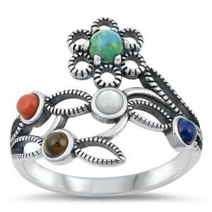 Sterling Silver Flowers Ring